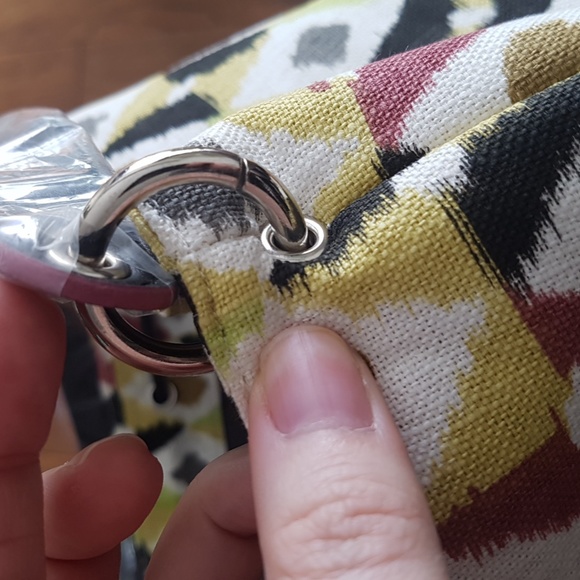 NWT Stephanie Johnson Tote Bag Geometric Pattern Green Yellow Black - Picture 5 of 11